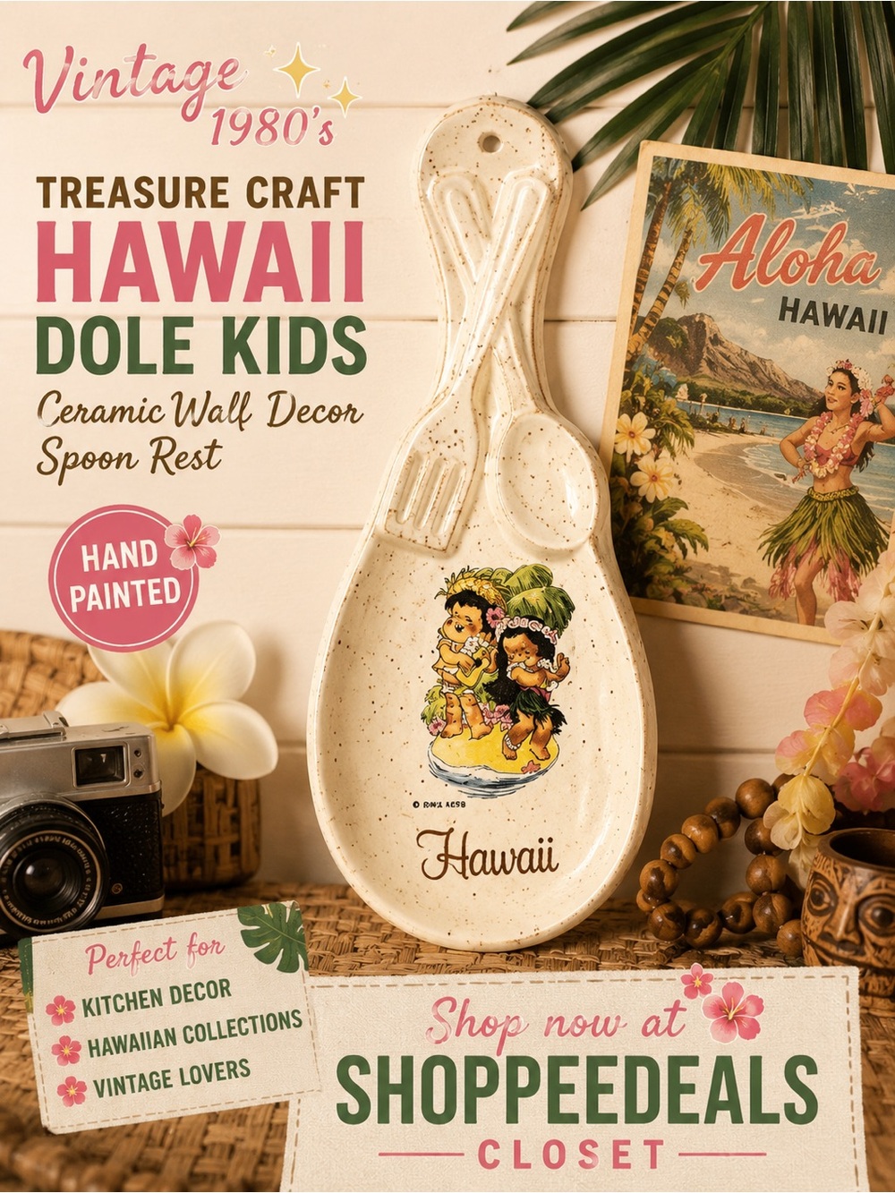 Treasure Craft Hawaii Dole Kids Ceramic Spoon Rest / Wall Decor